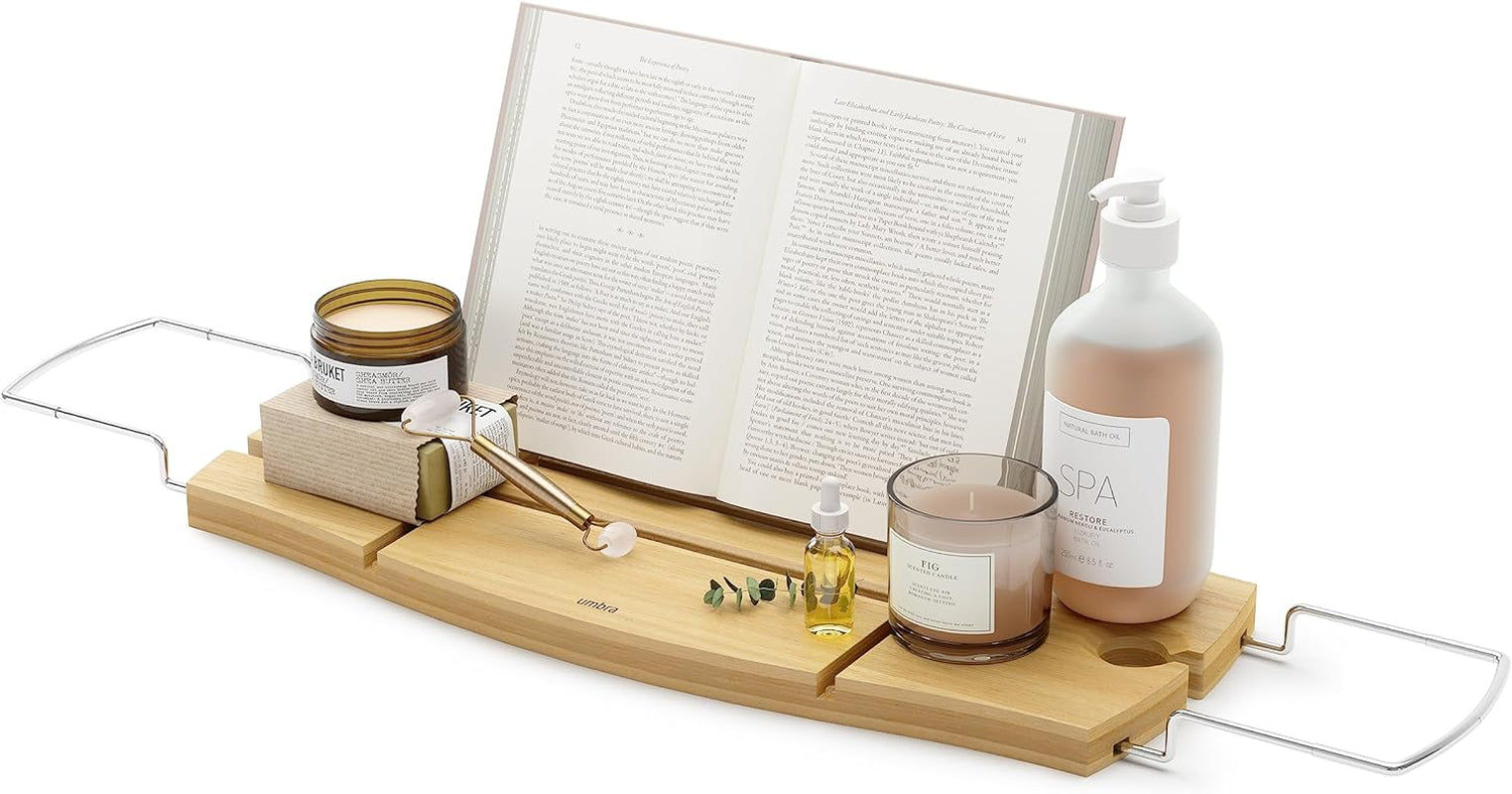 Aquala Extendable Bamboo Bath Caddy, Natural
