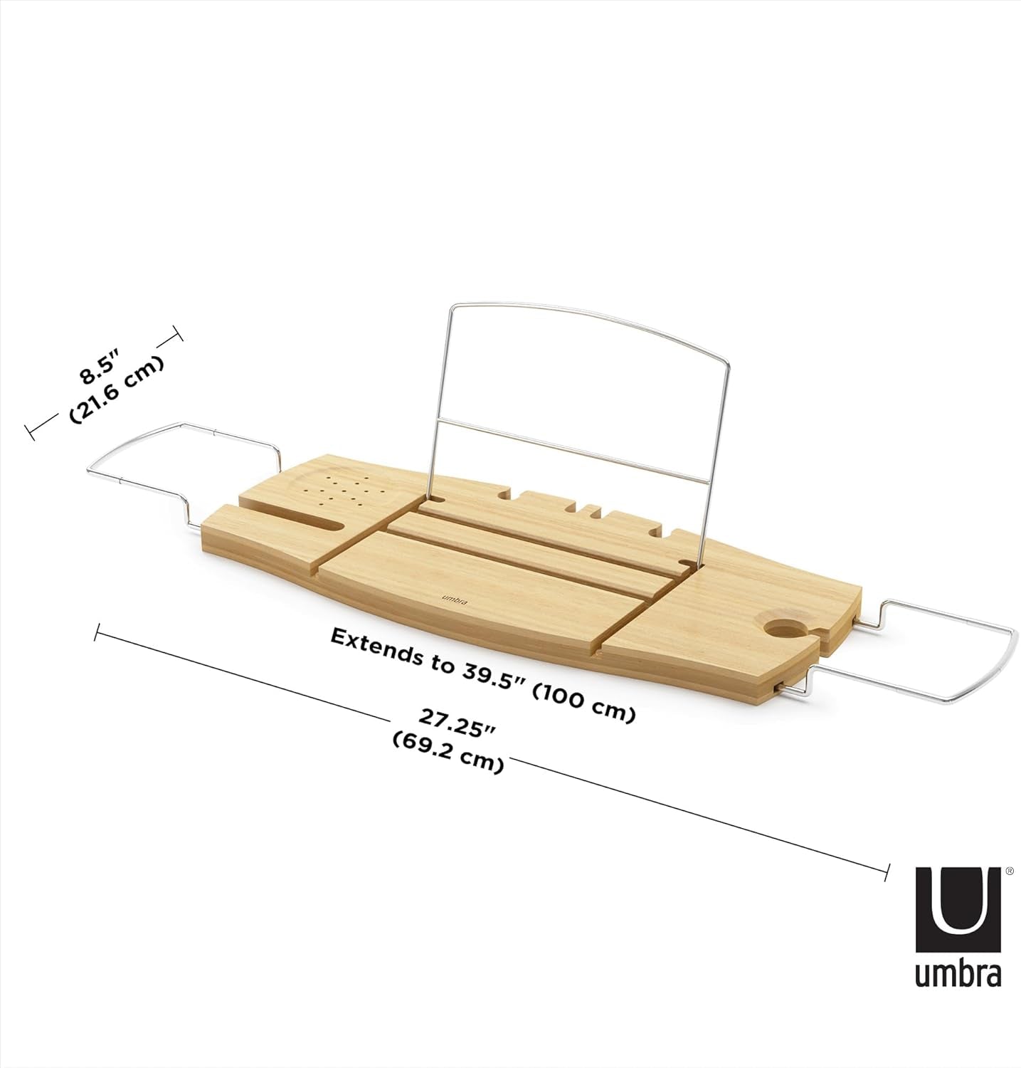 Aquala Extendable Bamboo Bath Caddy, Natural