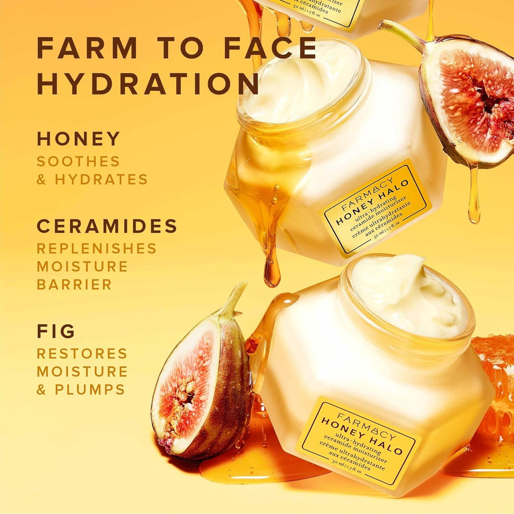 Honey Halo Ceramide Facial Moisturizer - Moisturizing Face Lotion for Dry Skin (1.7 Ounce)