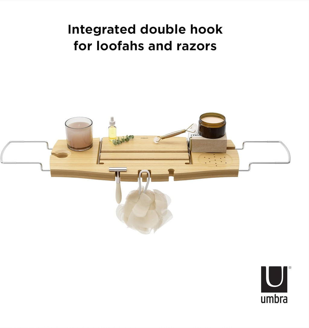 Aquala Extendable Bamboo Bath Caddy, Natural