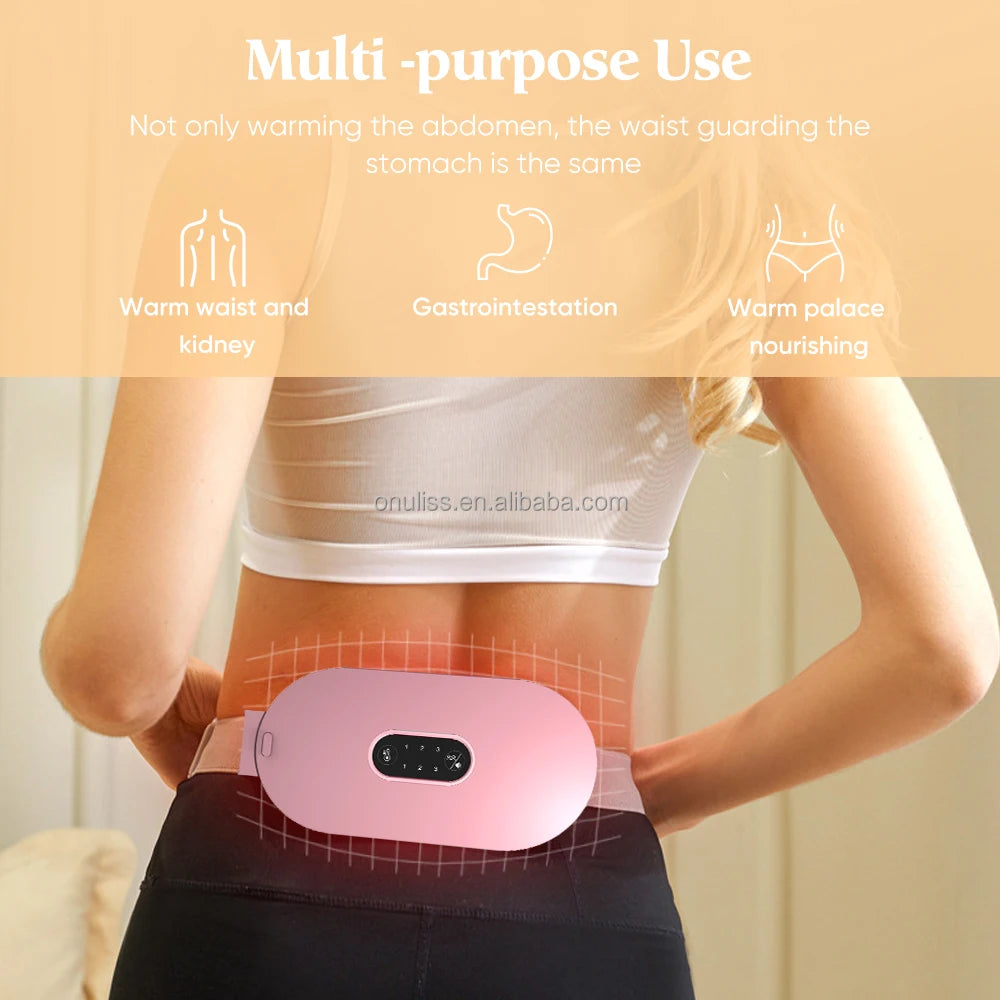 Portable Cordless Electric Belly Wrap for Waist Fast Heating Massage Belt with Vibration Function Effective Back Pain Relief