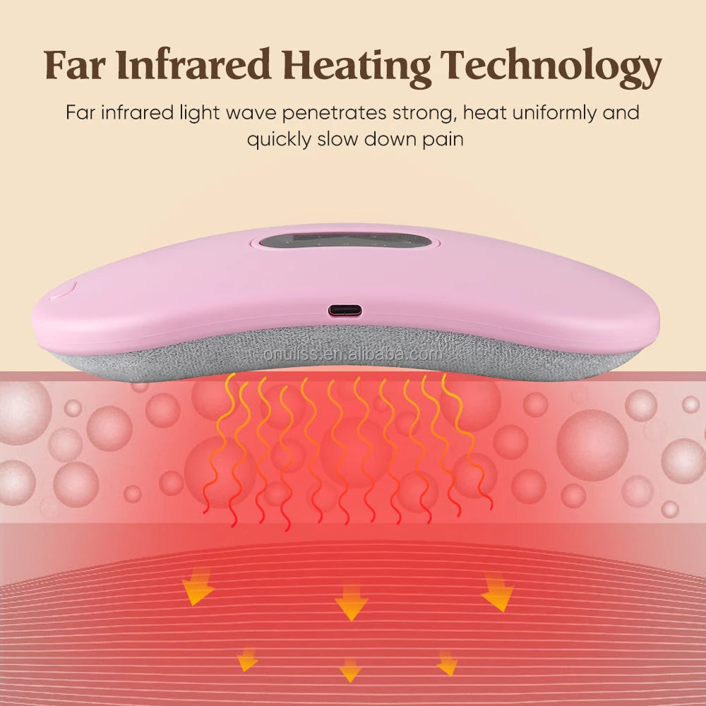 Portable Cordless Electric Belly Wrap for Waist Fast Heating Massage Belt with Vibration Function Effective Back Pain Relief