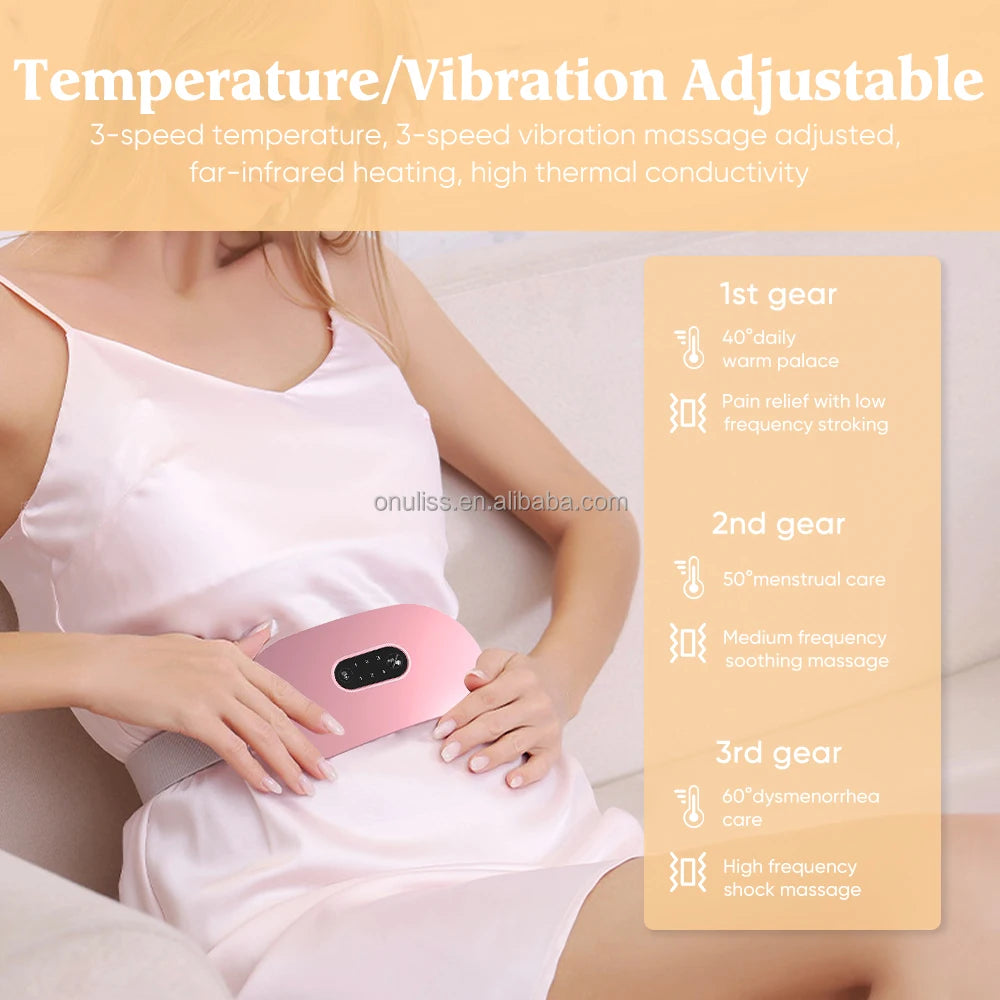 Portable Cordless Electric Belly Wrap for Waist Fast Heating Massage Belt with Vibration Function Effective Back Pain Relief